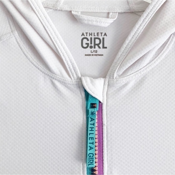Athleta Girl Jacket Stunner Shade White Multicolored Zipper Size Large 12 - Picture 2 of 12